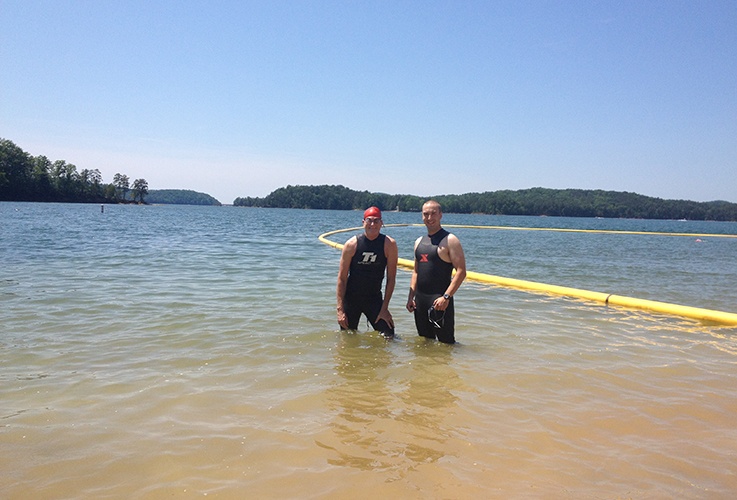 Dr. Pater and another swimmer in water