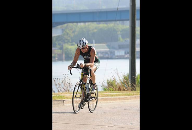 Dr. Pate racing on bike