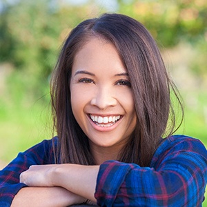 Smiling woman outdoors