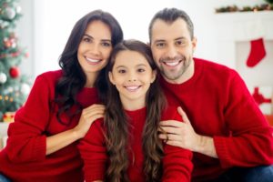 a family smiling 