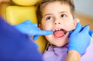 A little boy seeing a family dentist for a checkup